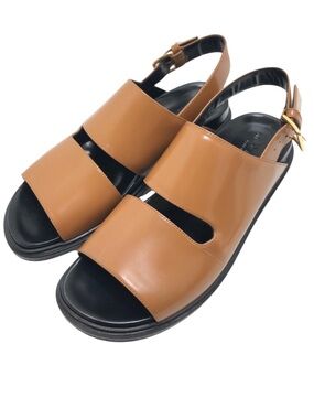 Marni Fussbett Cognac Leather Slingback Sandals size 39 like new condition